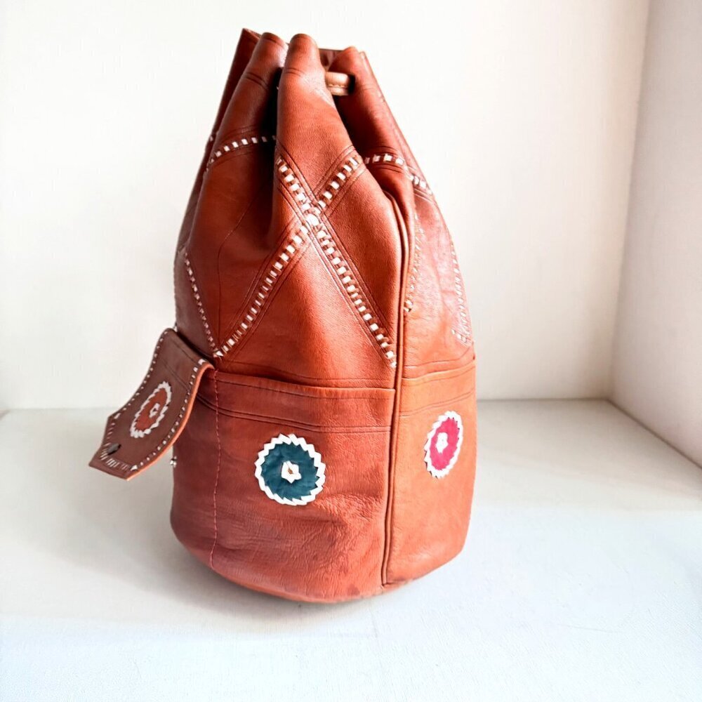 Vintage Ethic Handmade Leather Drawstring backpack